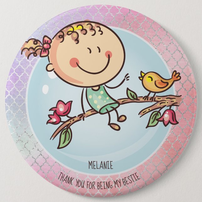 Cute BFF Besties Kawaii Gifts for Girls Friends 6 Inch Round Button (Front)