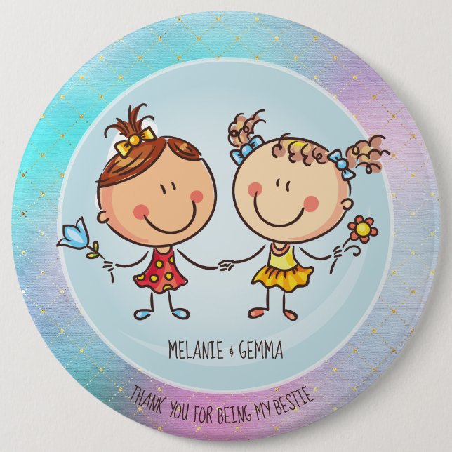 Cute BFF Besties Kawaii Gifts for Girls Friends 6 Inch Round Button (Front)