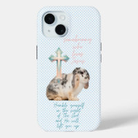 Cute Bible Blue Dot Bunny Pastel Cross