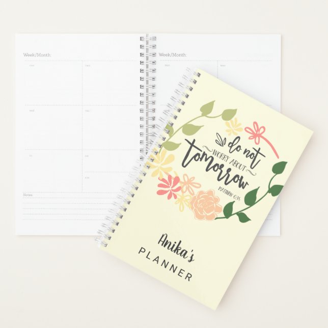 Cute Bible Verse flower wreath lettering Christian Planner (Display)