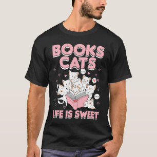 Cute bibliophile cat  beech life is sweet T-Shirt