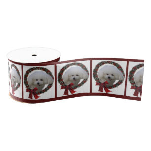 Cute Bichon Christmas Merry Grosgrain Ribbon