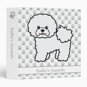 Cute Bichon Frise Cartoon Dog & Pet Records Text Binder
