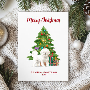 Cute Bichon Frise Dog Family Christmas Holiday Card