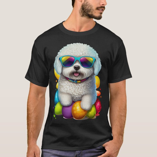 Cute Bichon Frise Easter Eggs Dog Costume Womens M T-Shirt (Front)