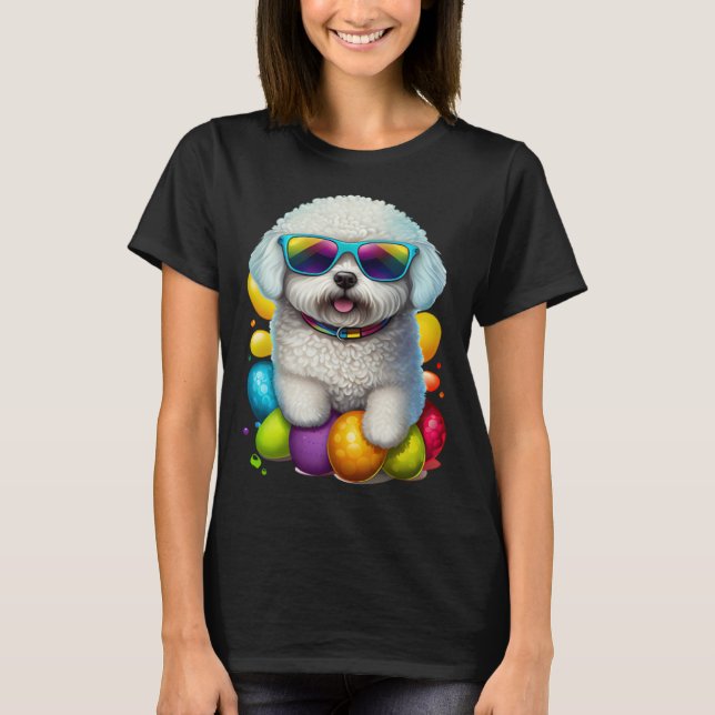 Cute Bichon Frise Easter Eggs Dog Costume Womens M T-Shirt (Front)