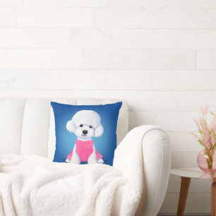 Cute Bichon Frise Girl Throw Pillow