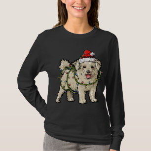Cute Bichon Frise Santa Christmas Tree Lights Xmas T-Shirt