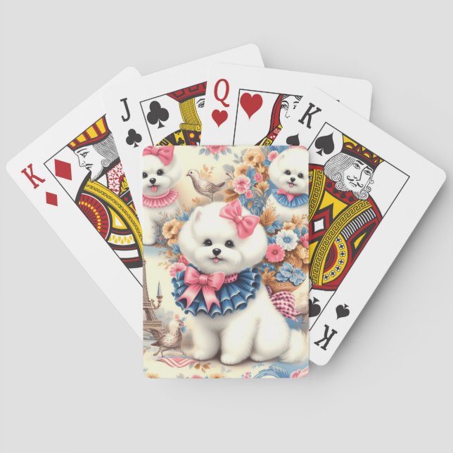 Cute Bichon Frisé Seamless Playing Cards (Back)
