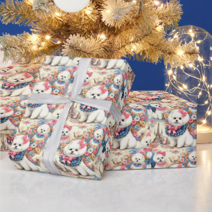 Cute Bichon Frisé Seamless Wrapping Paper