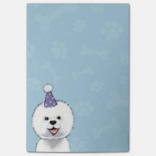 Cute Bichon Frise Wearing a Party Hat Post-it Notes