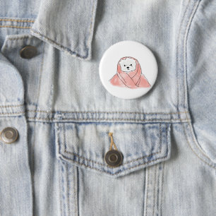 Cute Bichon Frise Wrapped in Pink Blanket 2 Inch Round Button