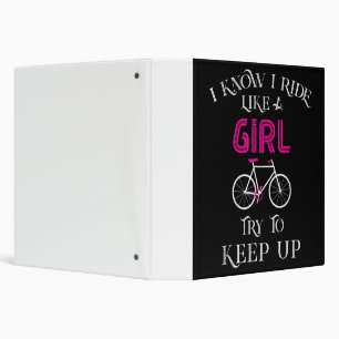 Cute Bicycle Bike Woman Girl Female Cyclist Binder