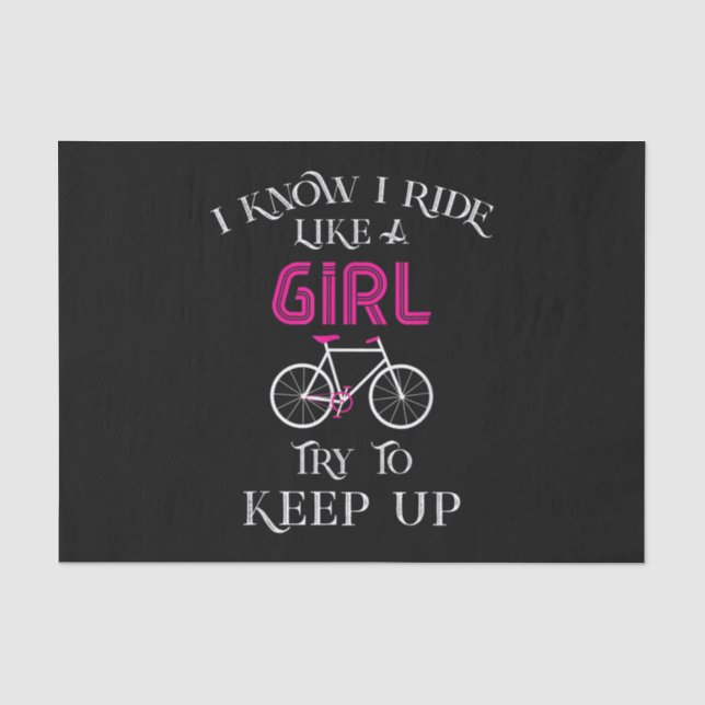 Cute Bicycle Bike Woman Girl Female Cyclist Tissue Paper (Front)