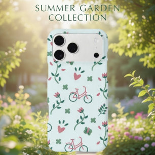 Cute Bicycle Floral Pattern Sky Blue