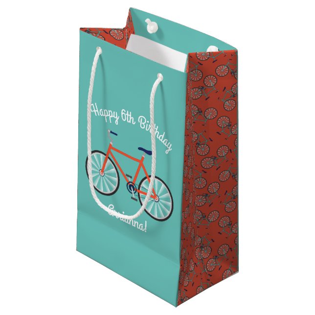 Cute Bicycle Kids Bike Birthday Party Cycling Small Gift Bag (Front Angled)