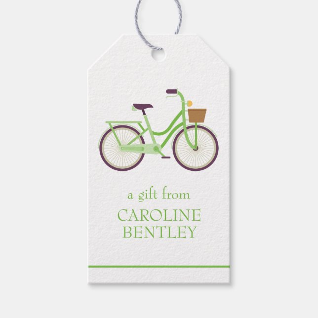 Cute Bicycle Personalized Gift Tags (Front)