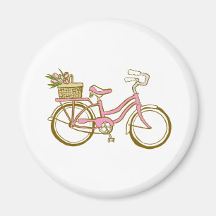 Cute Bicycle with Tulips Magnet