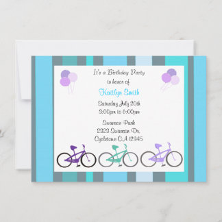 Cute Bicycles Birthday Party Invitation
