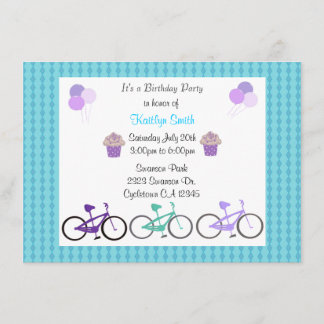 Cute Bicycles Birthday Party Invitation