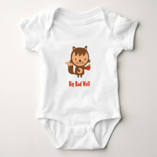 Cute Big Bad Wolf with Apple for Kids Baby Bodysuit