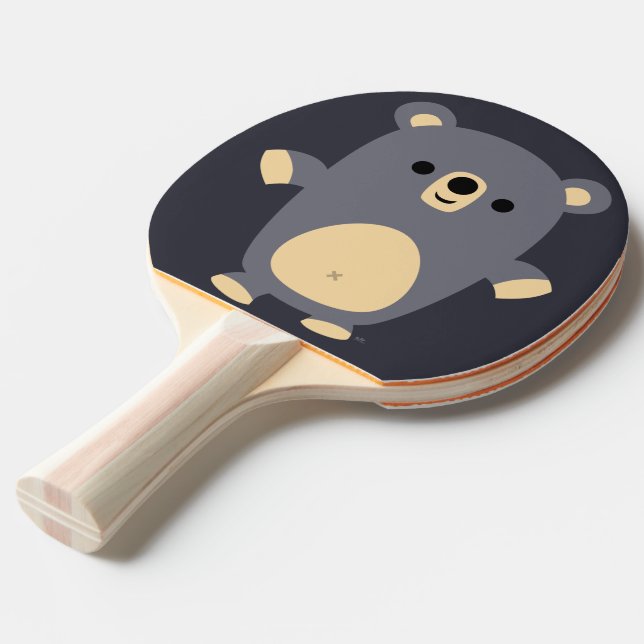 Cute Big Blue Cartoon Bear Ping Pong Paddle (Front Angle)