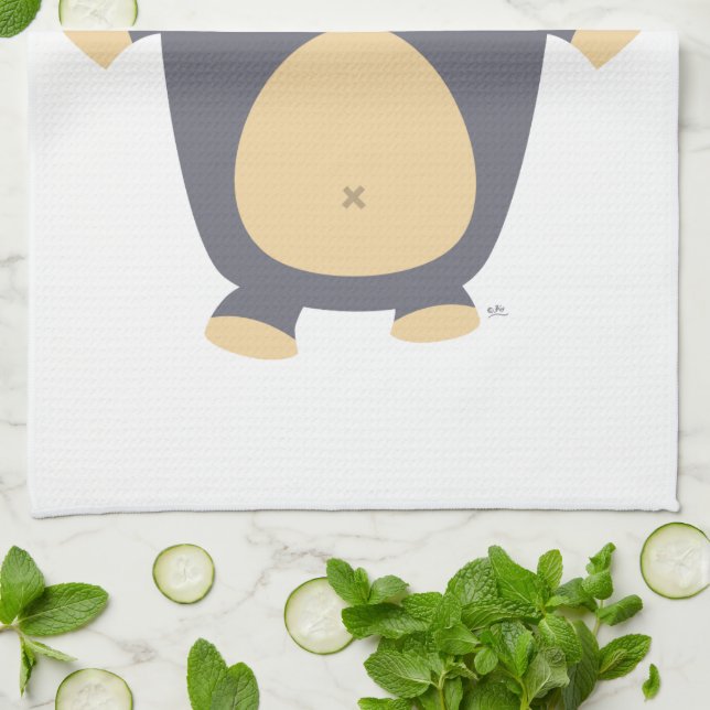 Cute Big Blue Cartoon Ours Serviette de cuisine (Plié)