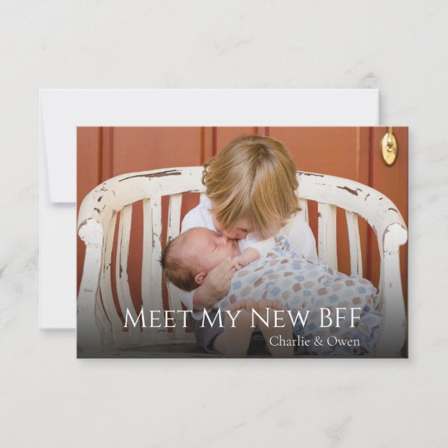 Cute Big Brother Sister Baby Birth Announcement (Front)