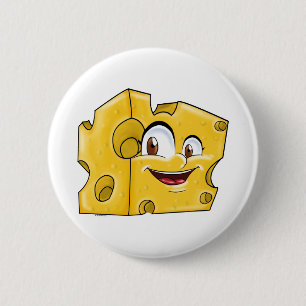 Cute big cheese - funny food cartoon character 2 inch round button