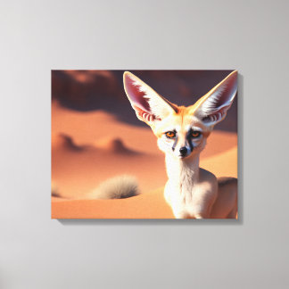 Cute, big-eared Fennec Fox in the Desert Canvas Print
