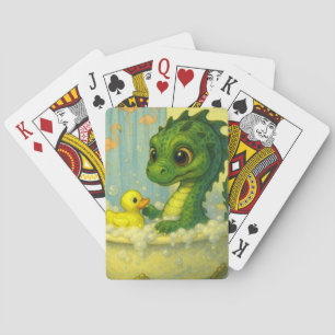 Cute big eye baby sea serpent bubble bath fantasy  playing cards