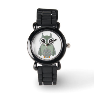 Cute Big Eye Calico Pattern  Owl Watch