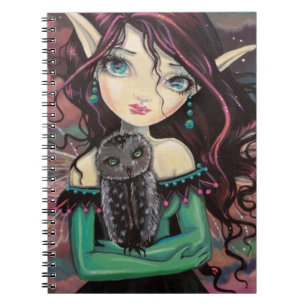 Cute Big-Eye Gothic Fairy and Owl Notebook