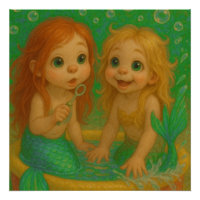 Cute big eye mermaid sisters wading pool fantasy 