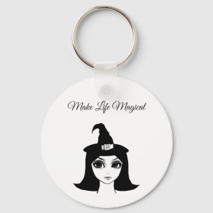 cute big eye witch girl fantasy fairytale art  keychain