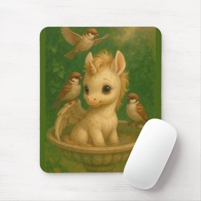 Cute, Big-eyed, baby unisus, pegasus unicorn  Mouse Pad (With Mouse)