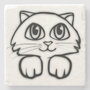 Cute Big Eyed Cat Stone Coaster