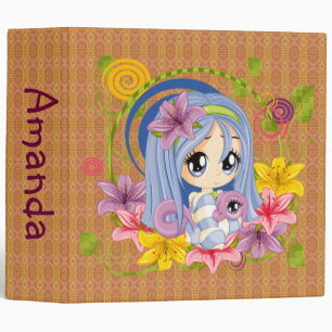 Cute Big Eyed Chibi Dragon Fairy Binder