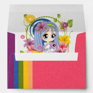 Cute Big Eyed Chibi Dragon Fairy Envelope