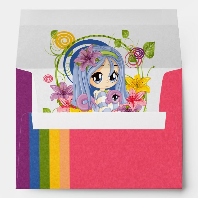 Cute Big Eyed Chibi Dragon Fairy Envelope (Back (Bottom))