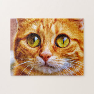 Cute Big Eyed Ginger Cat Jigsaw Puzzle