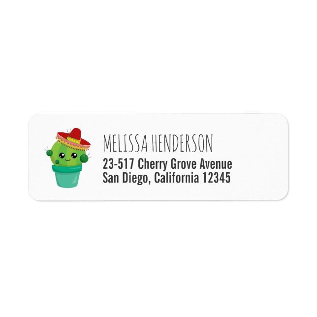 Cute Big-Eyed Smiling Cactus in Red Sombrero (Front)