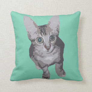 Cute Big Eyes Kitten Throw Pillow