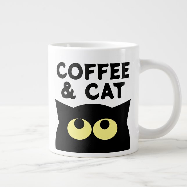 Cute big fat black cat coffee mug for cat owner (Right)
