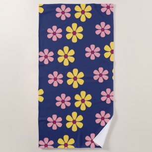 Cute big flowers beach towel