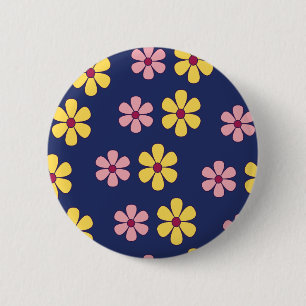 Cute big flowers pattern 2 inch round button