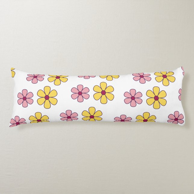 Cute big flowers pattern body pillow (Front)