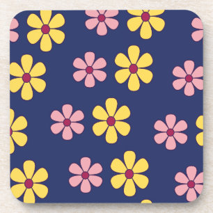 Cute big flowers pattern coaster