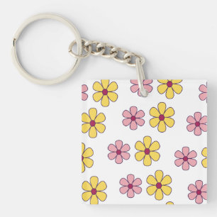 Cute big flowers pattern keychain