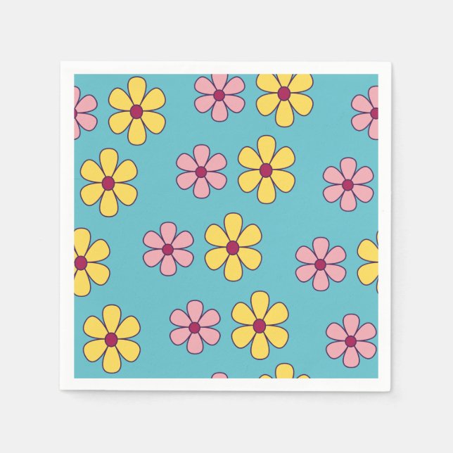 Cute big flowers pattern napkin (Front)